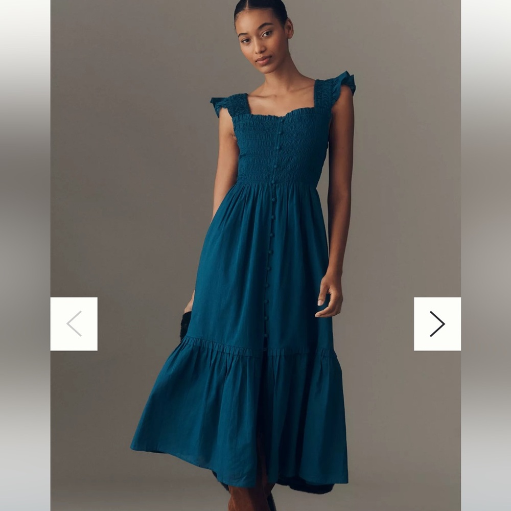 Anthropologie Teal Midi Dress